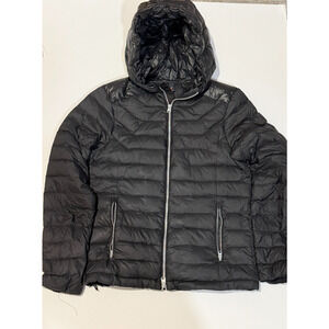 Abercrombie & Fitch Down Series Black Puffer Jacket Womens XS Hooded Coat